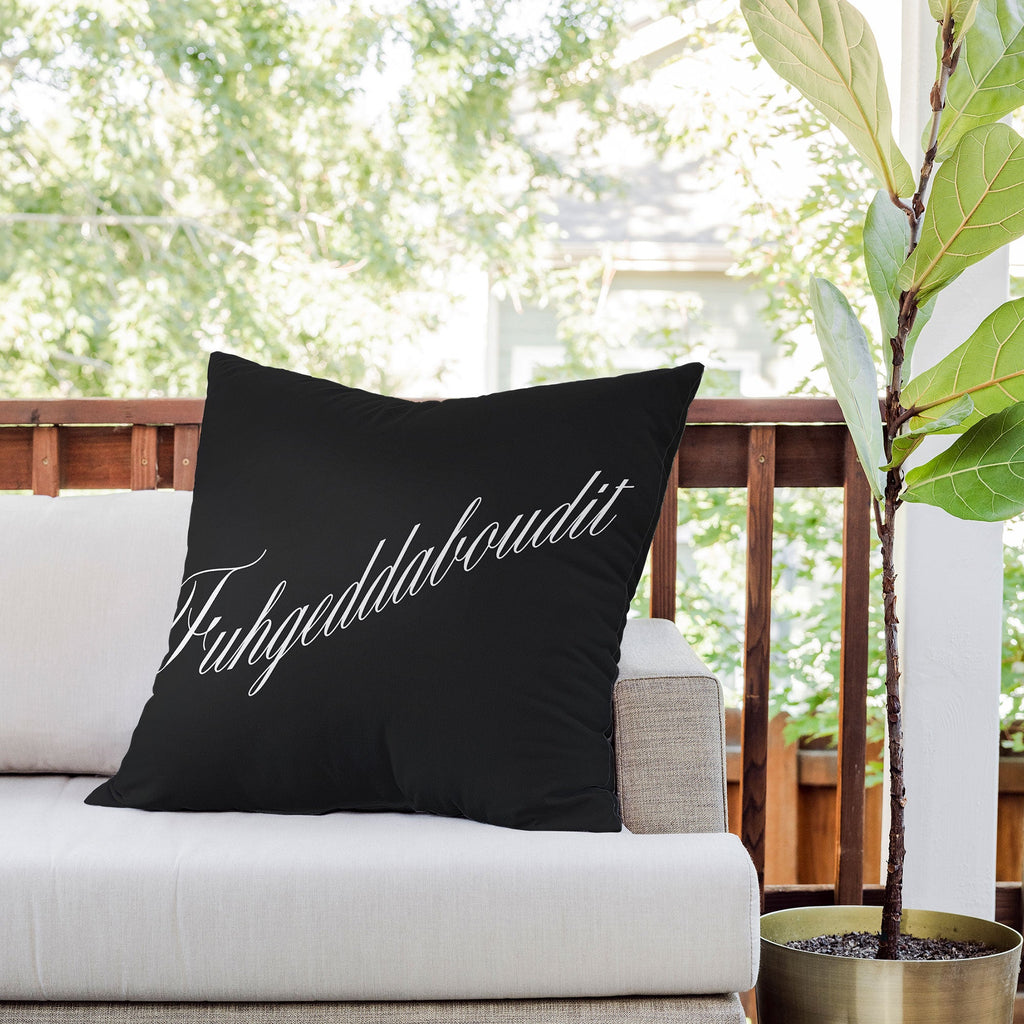 DENY Designs yonkers fuhgeddaboudit Outdoor Throw Pillow