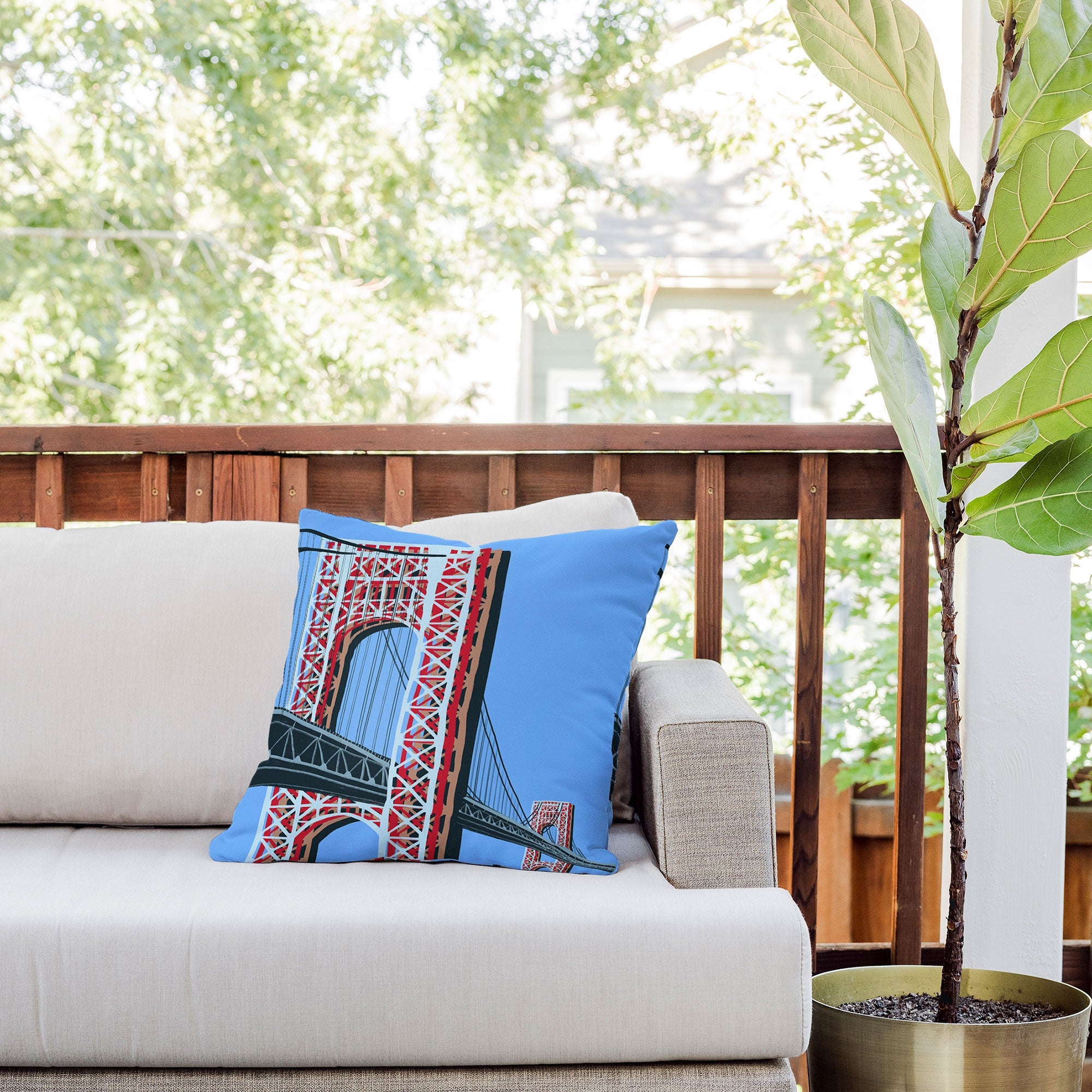 DENY Designs yonkers gwbridge Outdoor Throw Pillow