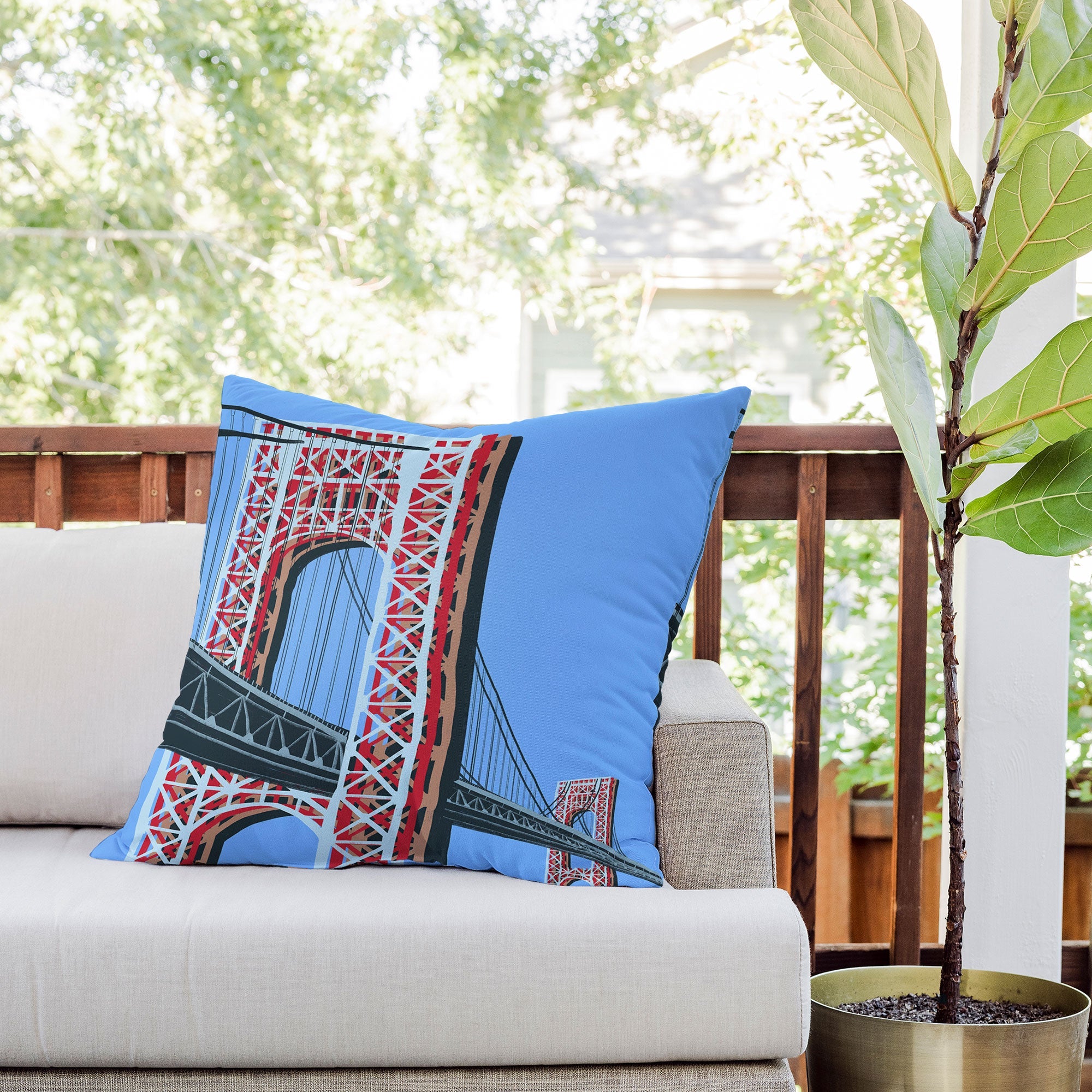 DENY Designs yonkers gwbridge Outdoor Throw Pillow