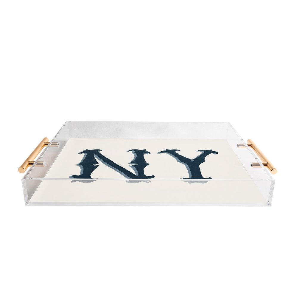 DENY Designs yonkers ny cream Acrylic Tray