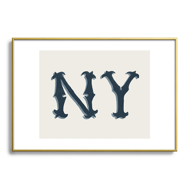DENY Designs yonkers ny cream Metal Framed Art Print