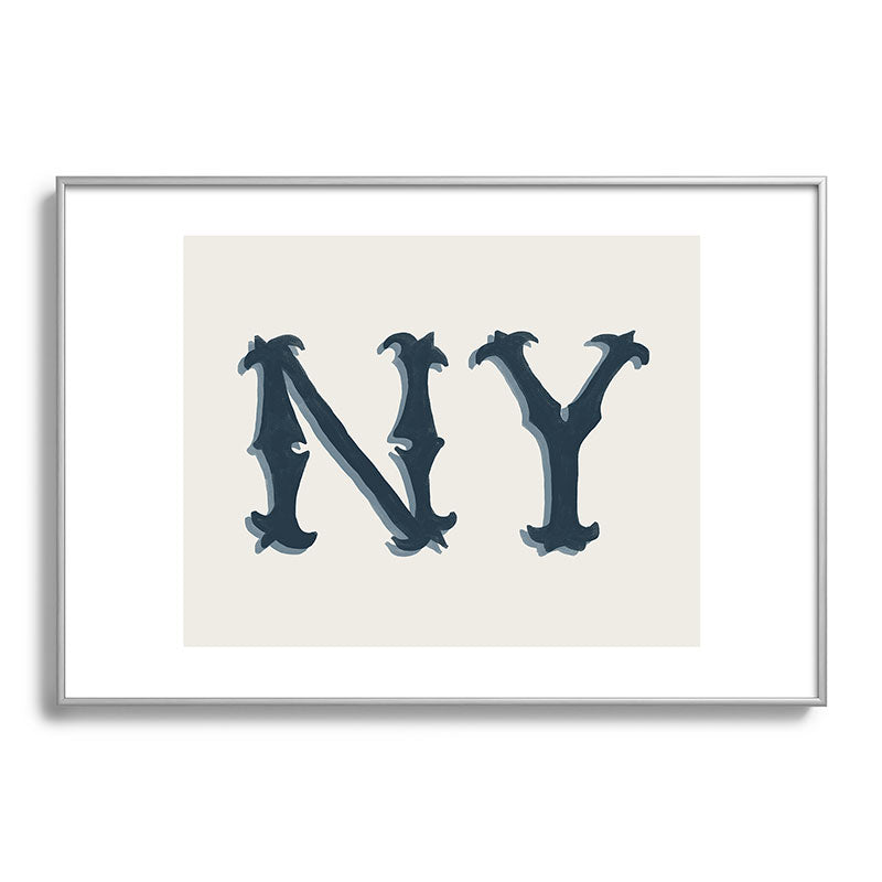 DENY Designs yonkers ny cream Metal Framed Art Print