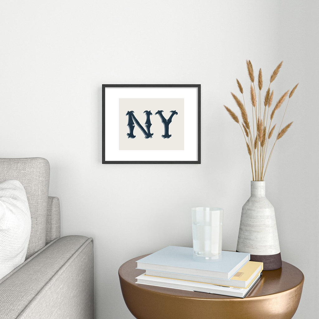 DENY Designs yonkers ny cream Metal Framed Art Print