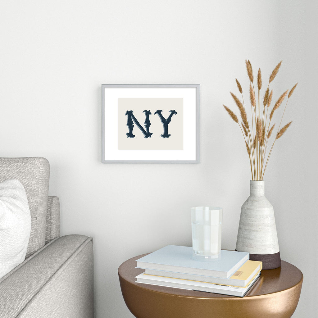 DENY Designs yonkers ny cream Metal Framed Art Print