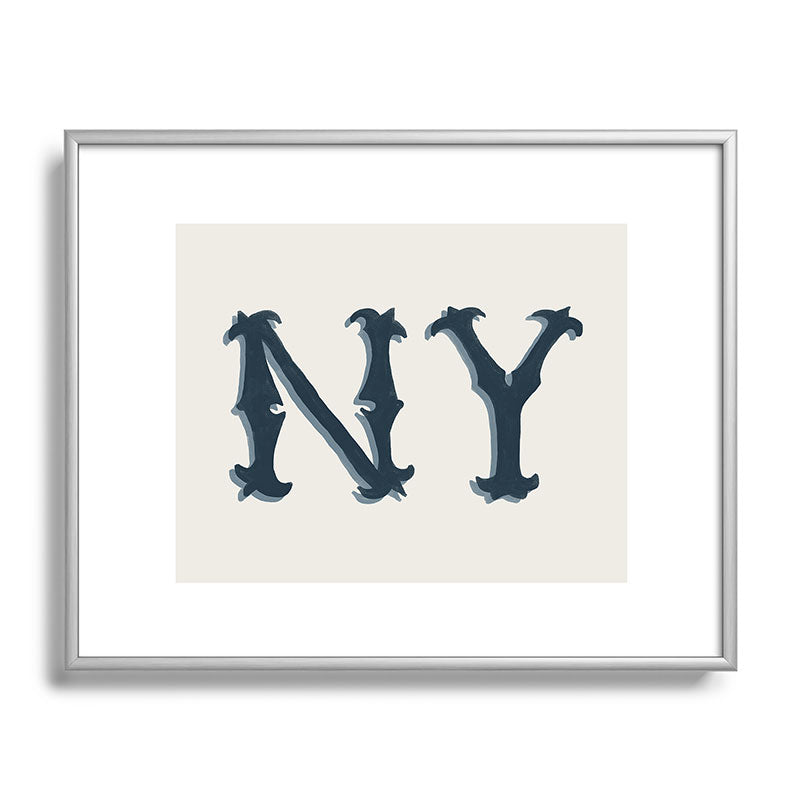 DENY Designs yonkers ny cream Metal Framed Art Print