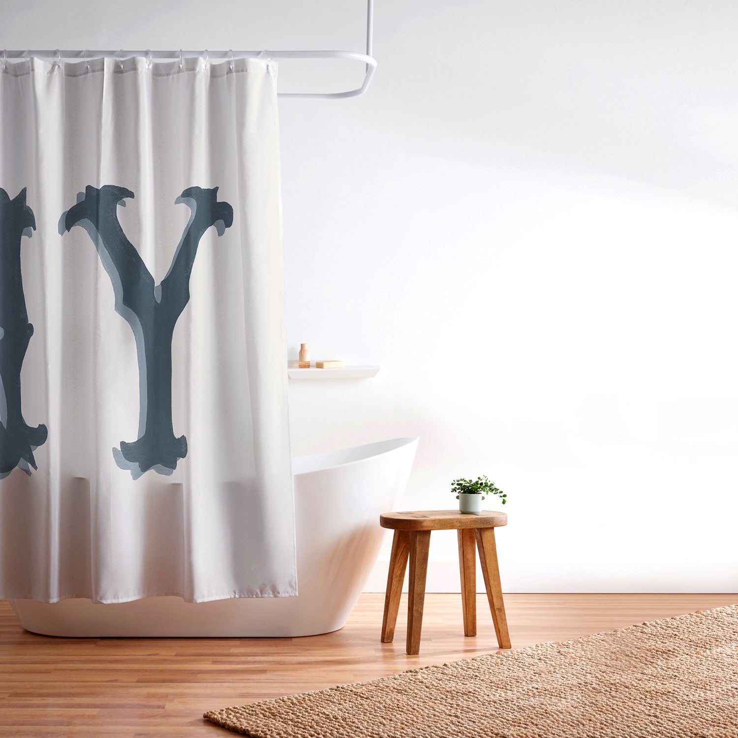 DENY Designs yonkers ny cream Shower Curtain
