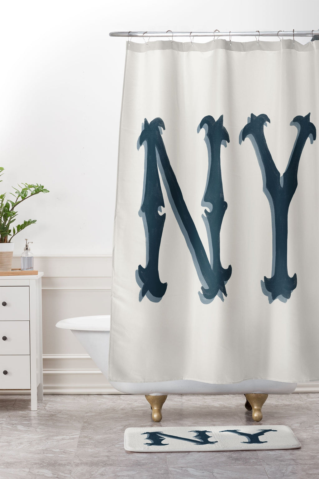 DENY Designs yonkers ny cream Memory Foam Bath Mat