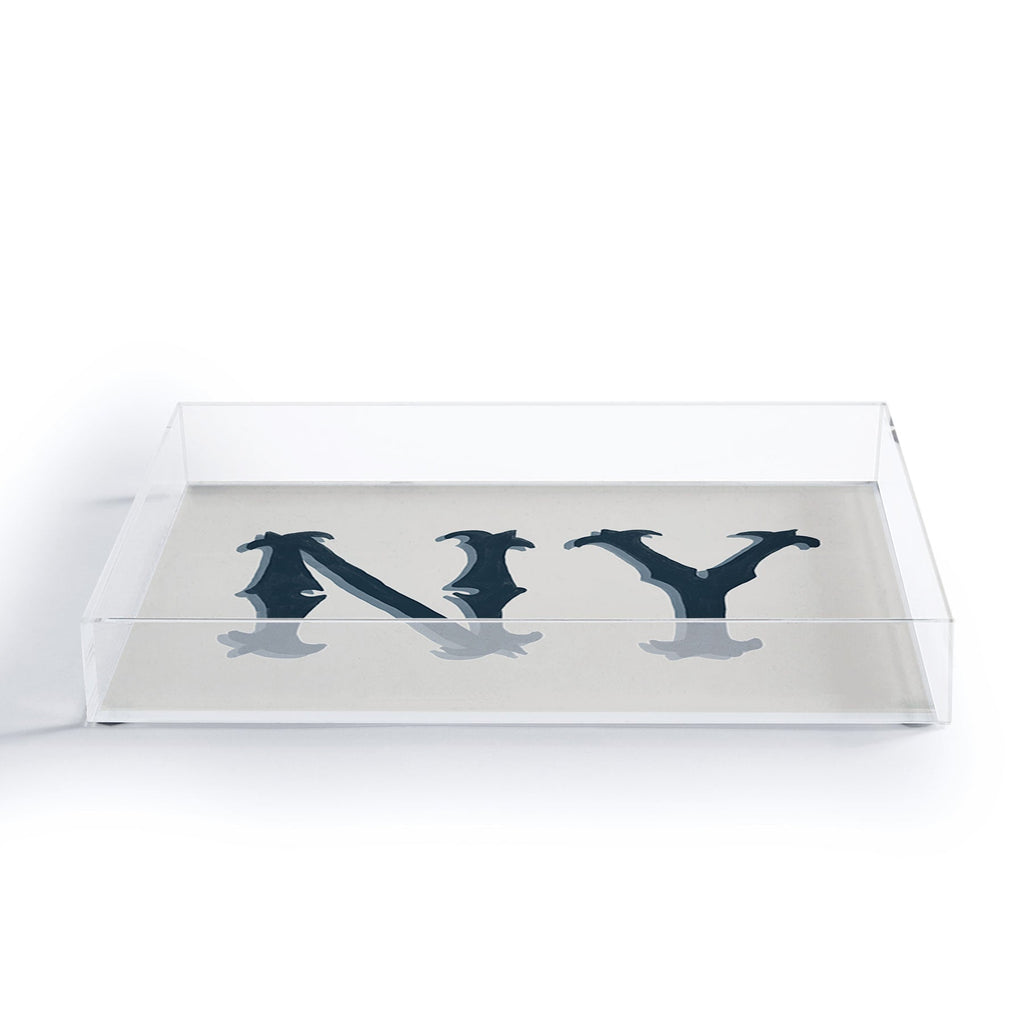 DENY Designs yonkers ny cream Acrylic Tray