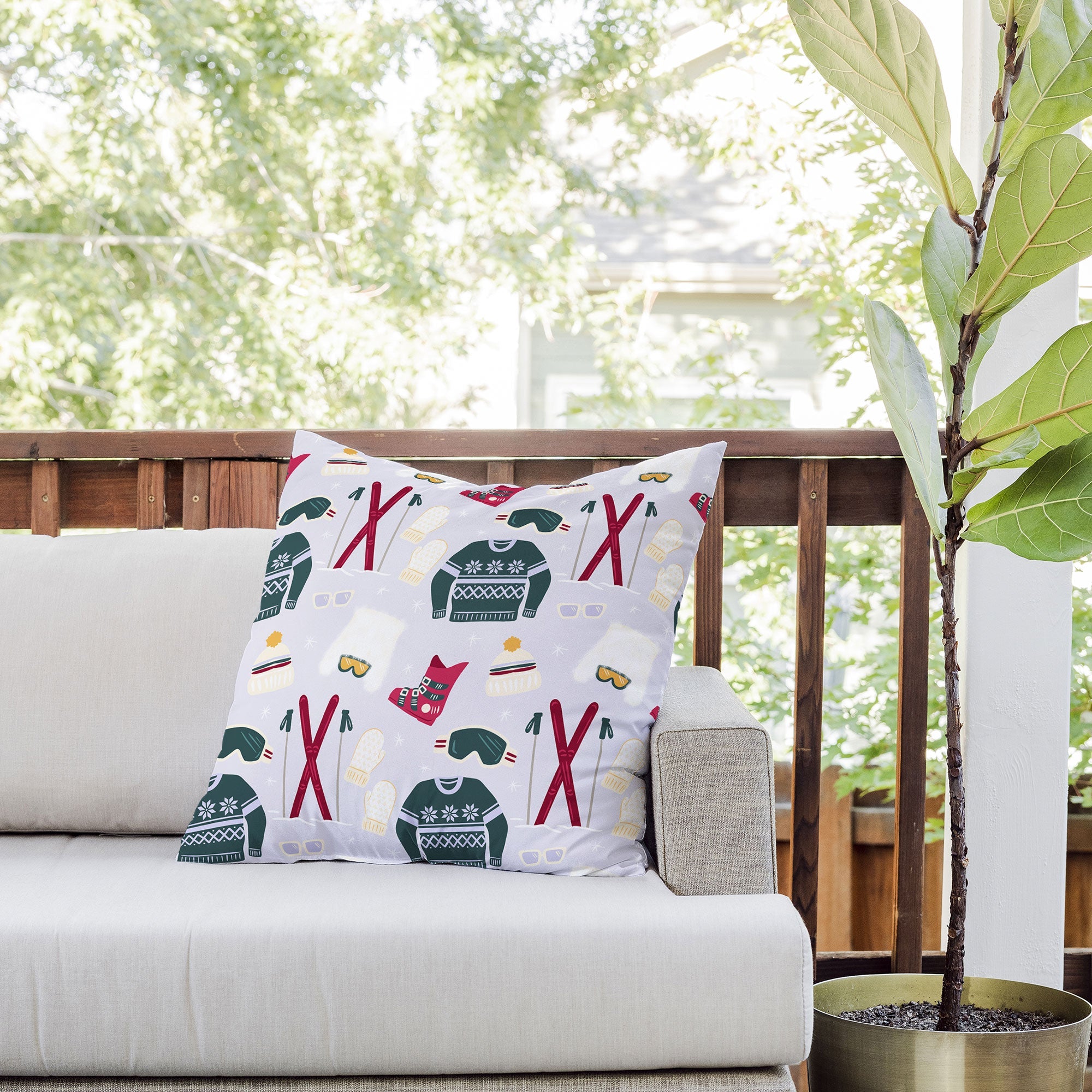 Design by Spark Apres Ski Style Outdoor Throw Pillow