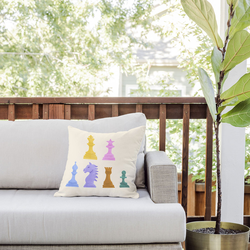 Design by Spark Chess Outdoor Throw Pillow