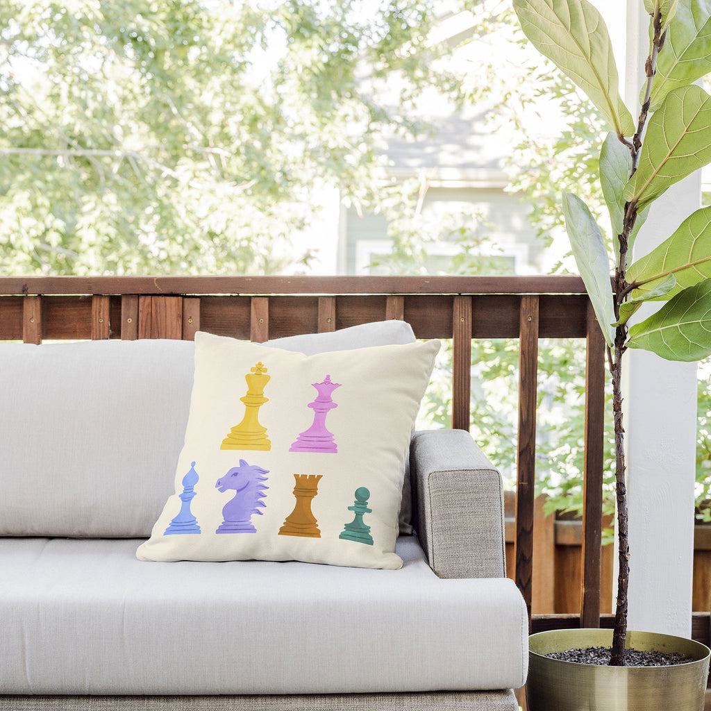 Design by Spark Chess Outdoor Throw Pillow