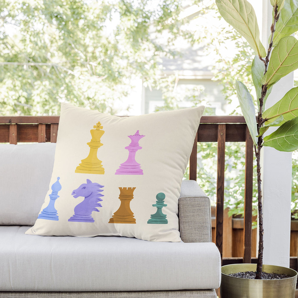 Design by Spark Chess Outdoor Throw Pillow
