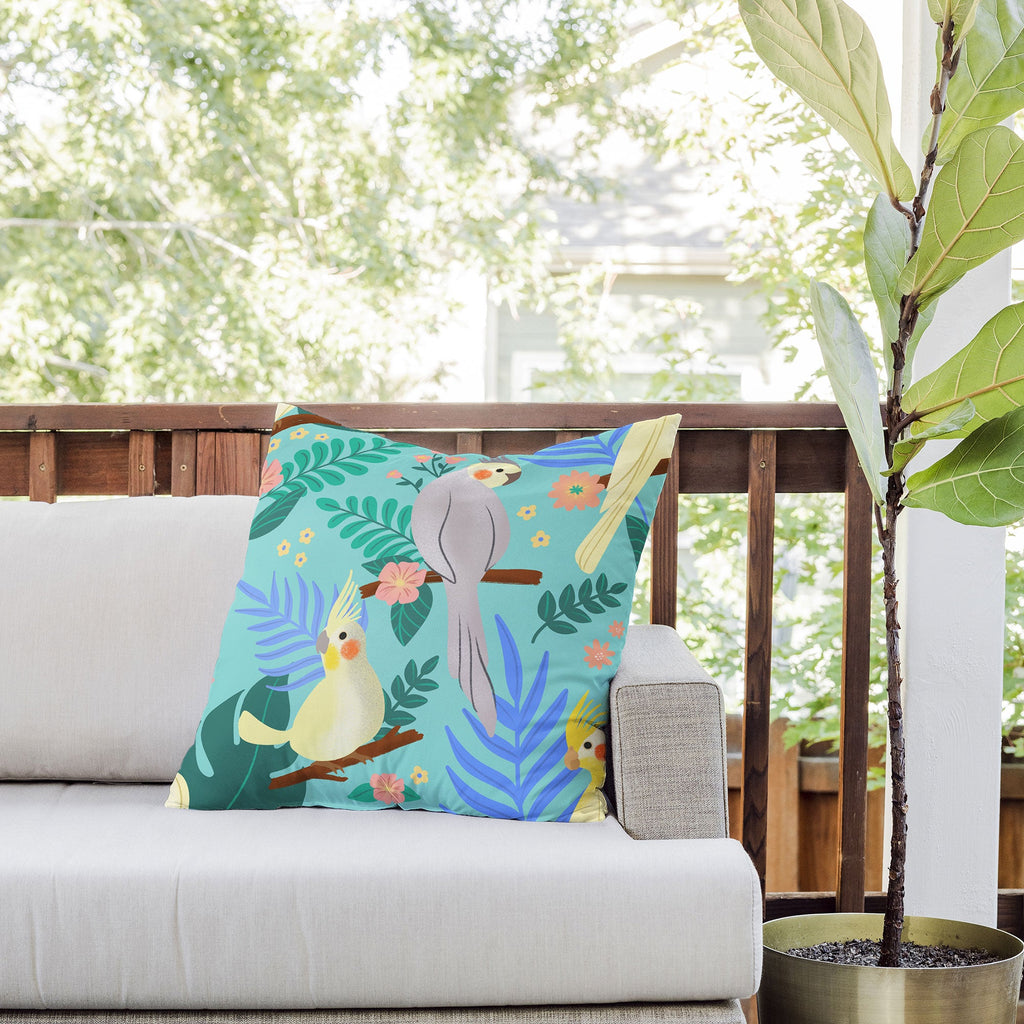 Design by Spark Cockatiel Beauty Outdoor Throw Pillow