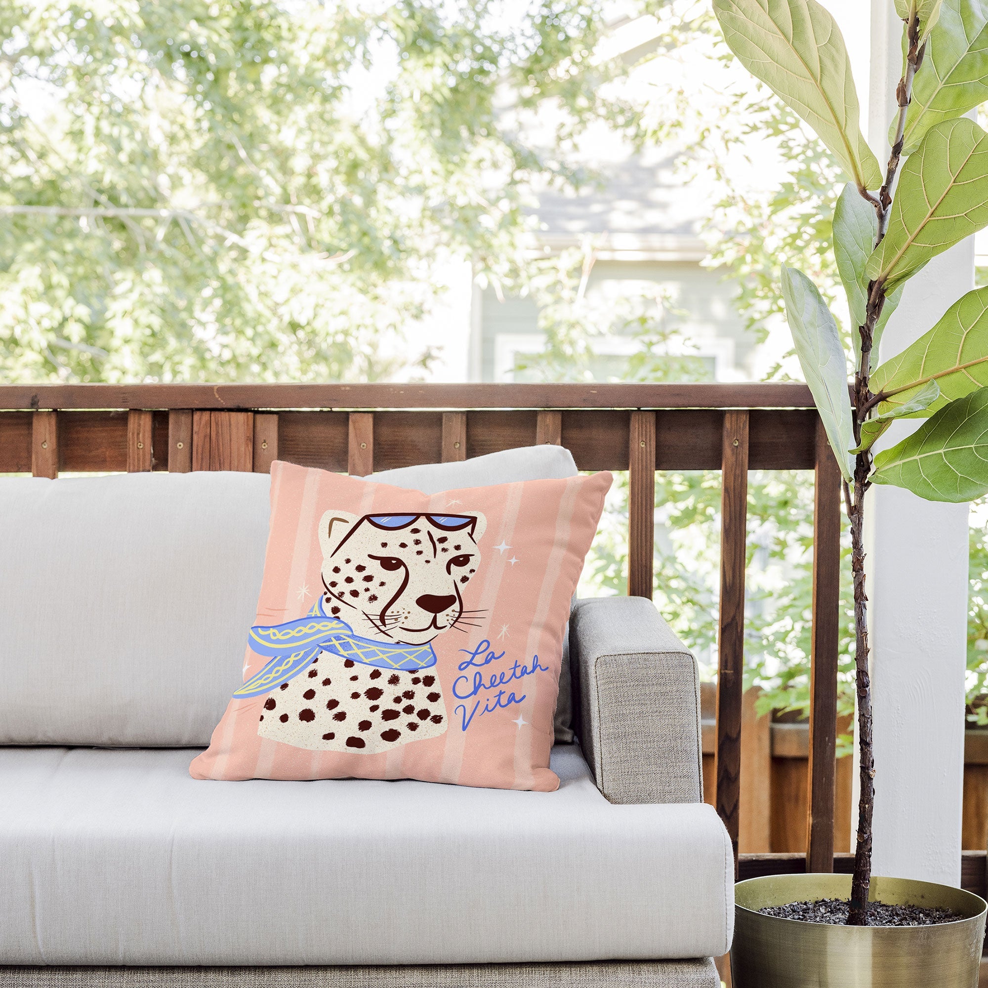 Design by Spark La Cheetah Vita Outdoor Throw Pillow