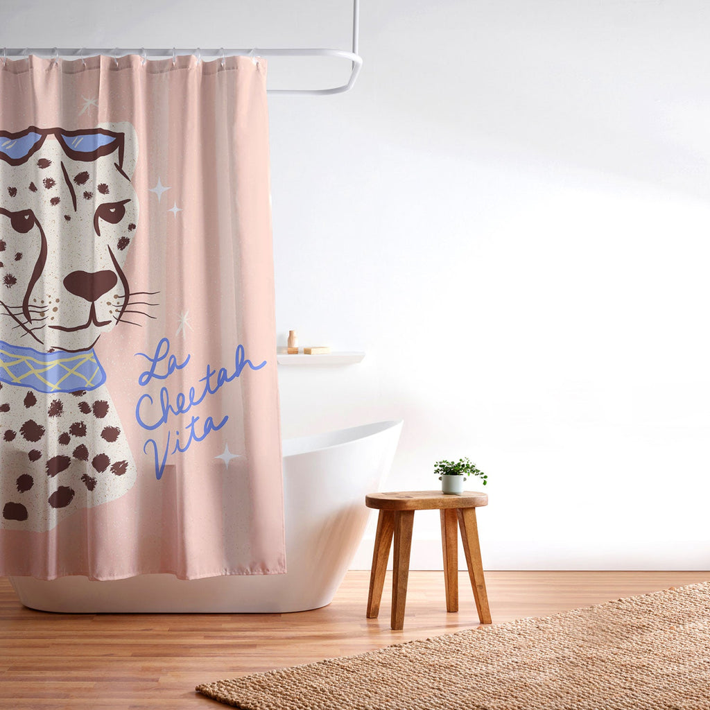 Design by Spark La Cheetah Vita Shower Curtain