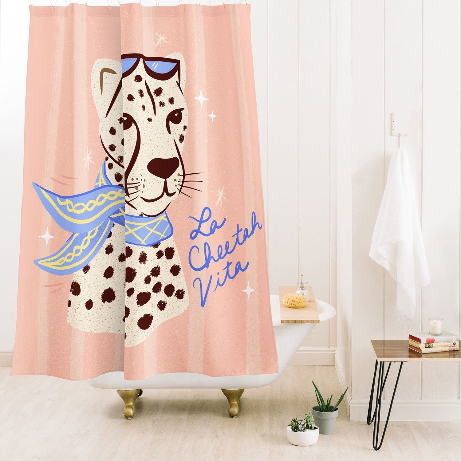 Design by Spark La Cheetah Vita Shower Curtain
