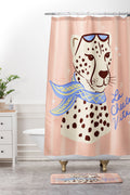 Design by Spark La Cheetah Vita Shower Curtain And Mat