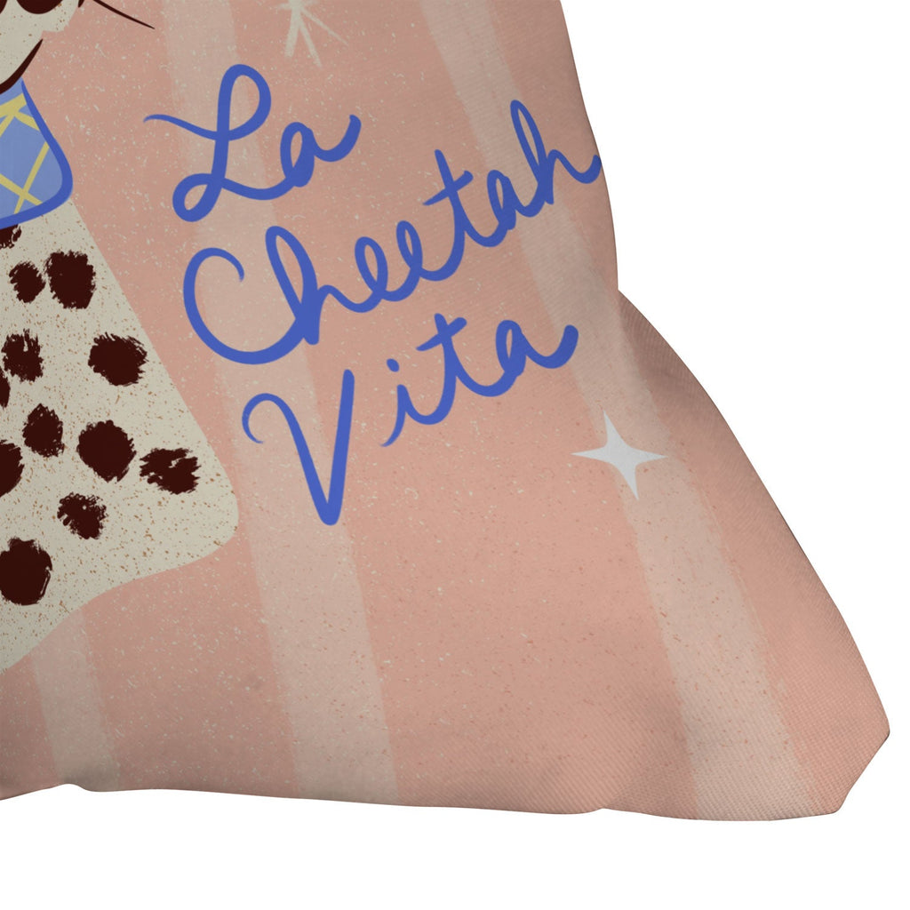 Design by Spark La Cheetah Vita Outdoor Throw Pillow