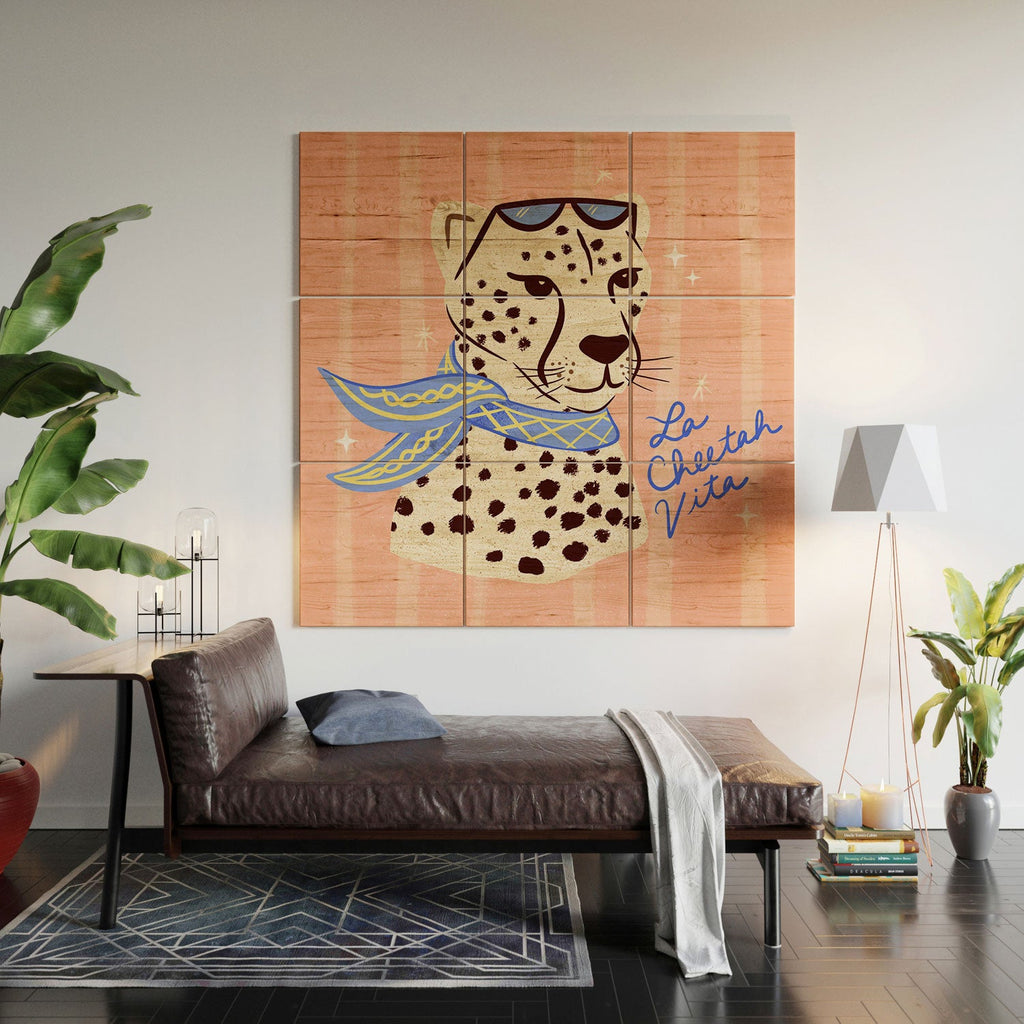 Design by Spark La Cheetah Vita Wood Wall Mural