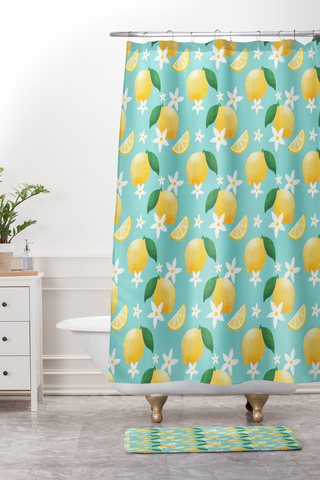 Design by Spark Lemon Florals Memory Foam Bath Mat
