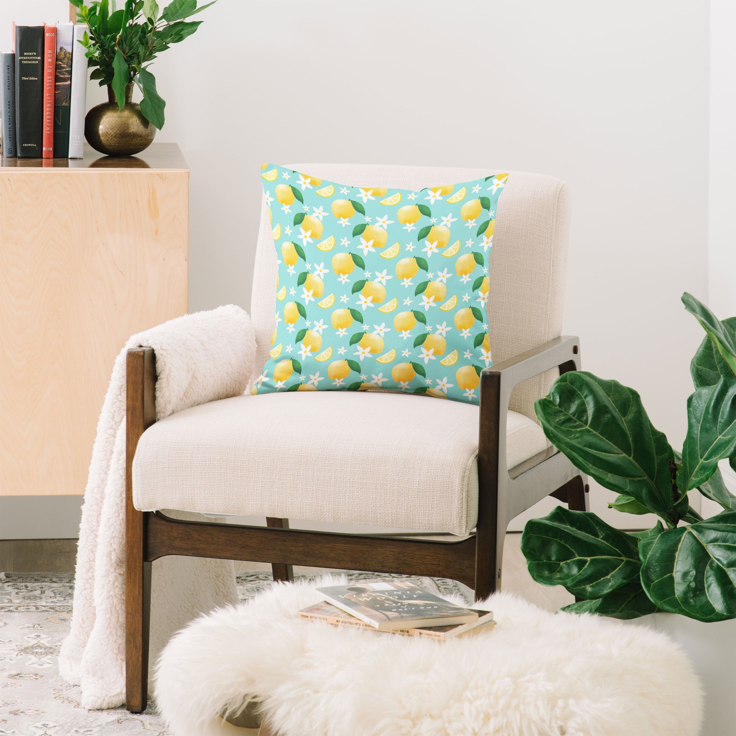 Design by Spark Lemon Florals Throw Pillow
