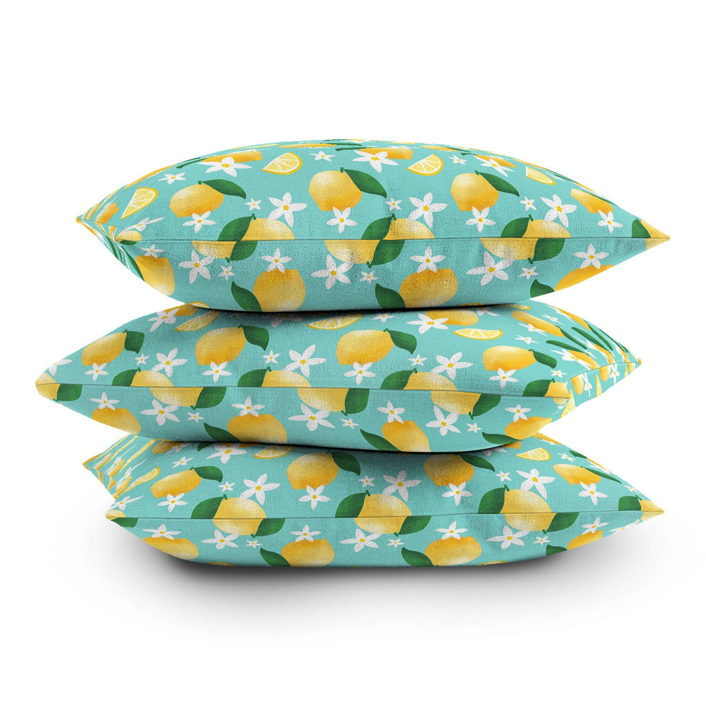 Design by Spark Lemon Florals Outdoor Throw Pillow