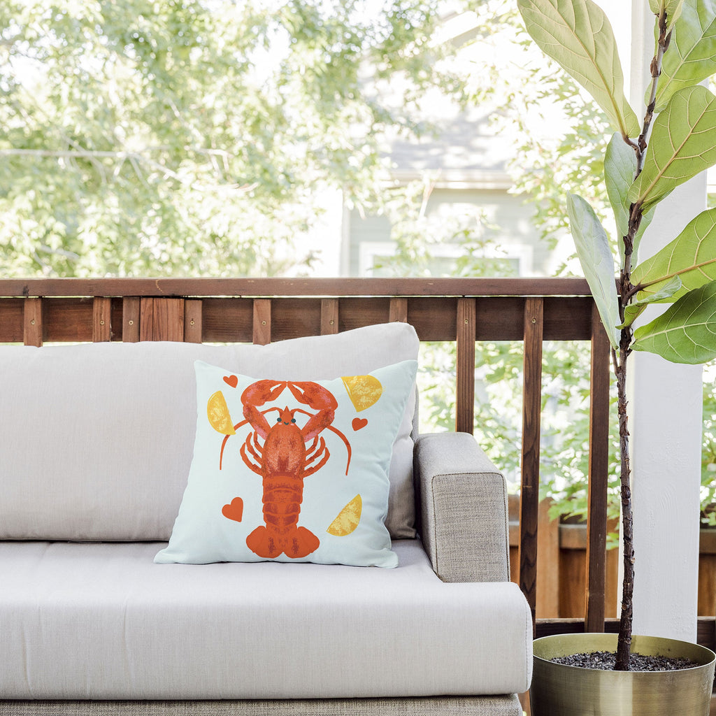 Design by Spark Lob You Lobster Outdoor Throw Pillow