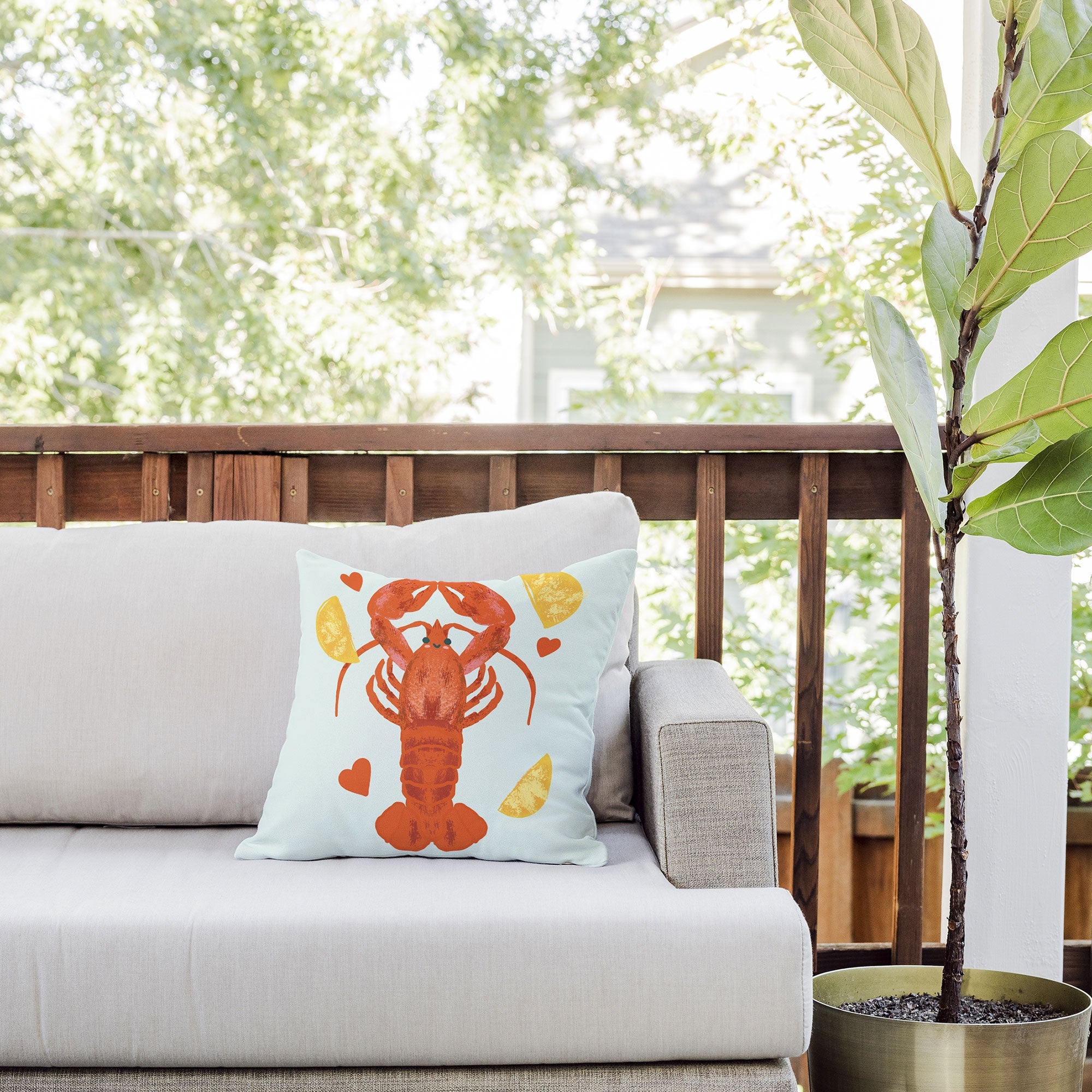 Design by Spark Lob You Lobster Outdoor Throw Pillow