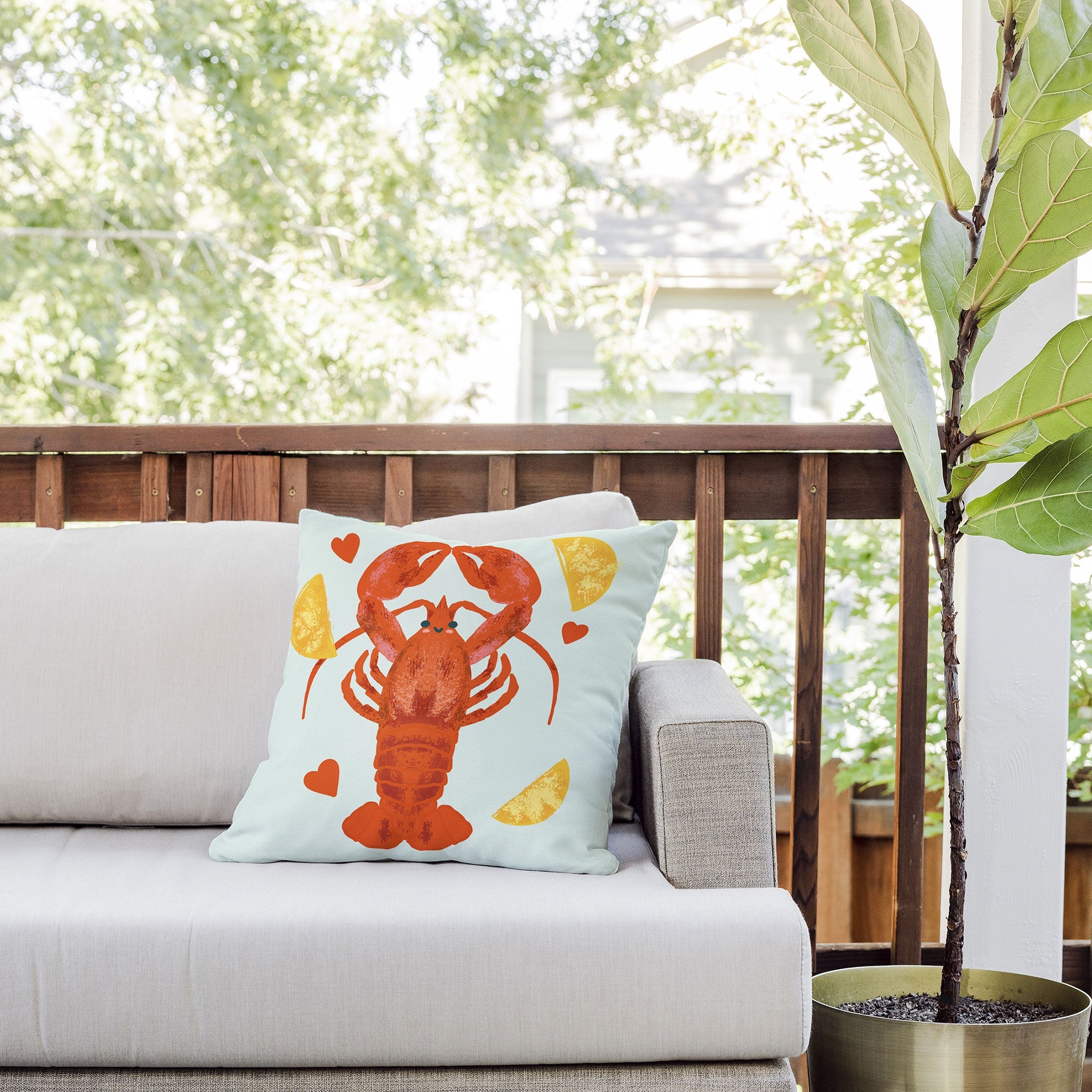 Design by Spark Lob You Lobster Outdoor Throw Pillow