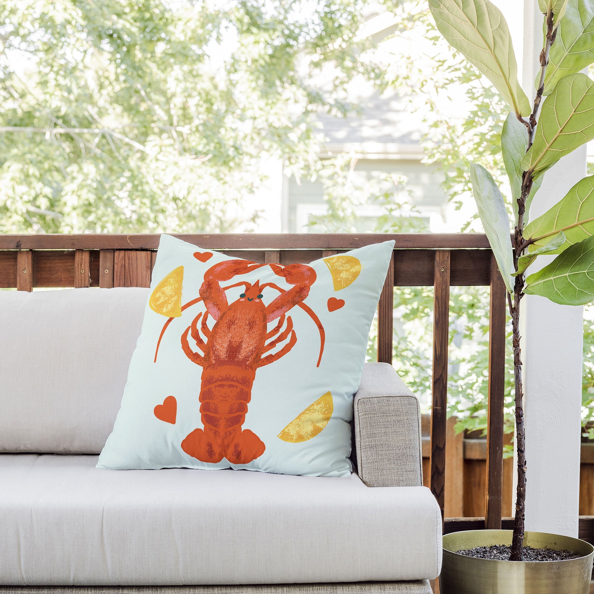 Design by Spark Lob You Lobster Outdoor Throw Pillow
