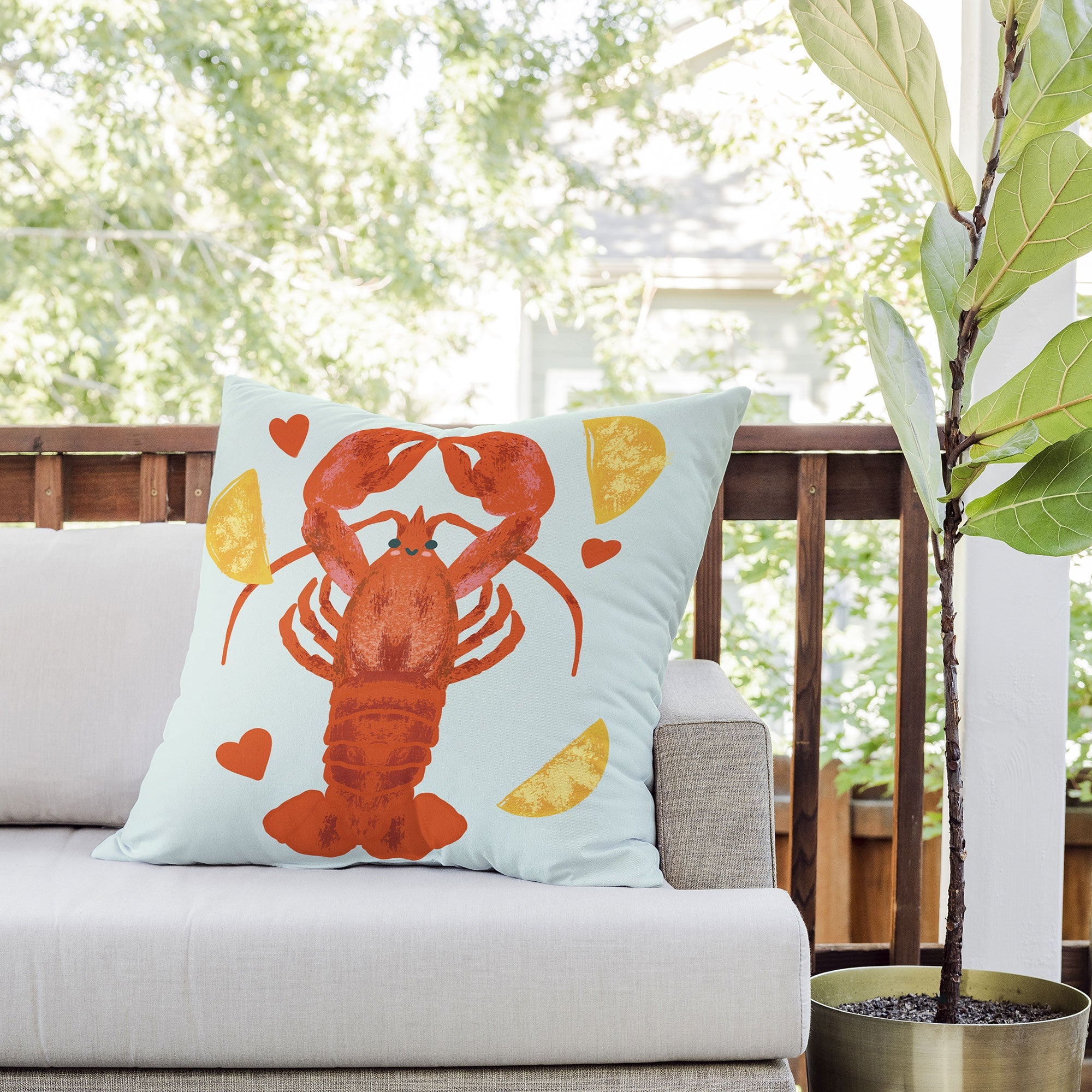 Design by Spark Lob You Lobster Outdoor Throw Pillow