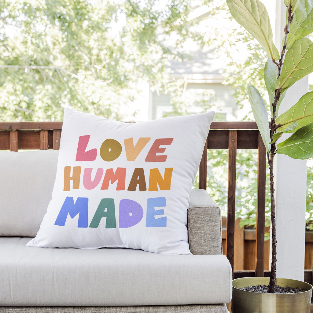Design by Spark Love Human Made Outdoor Throw Pillow