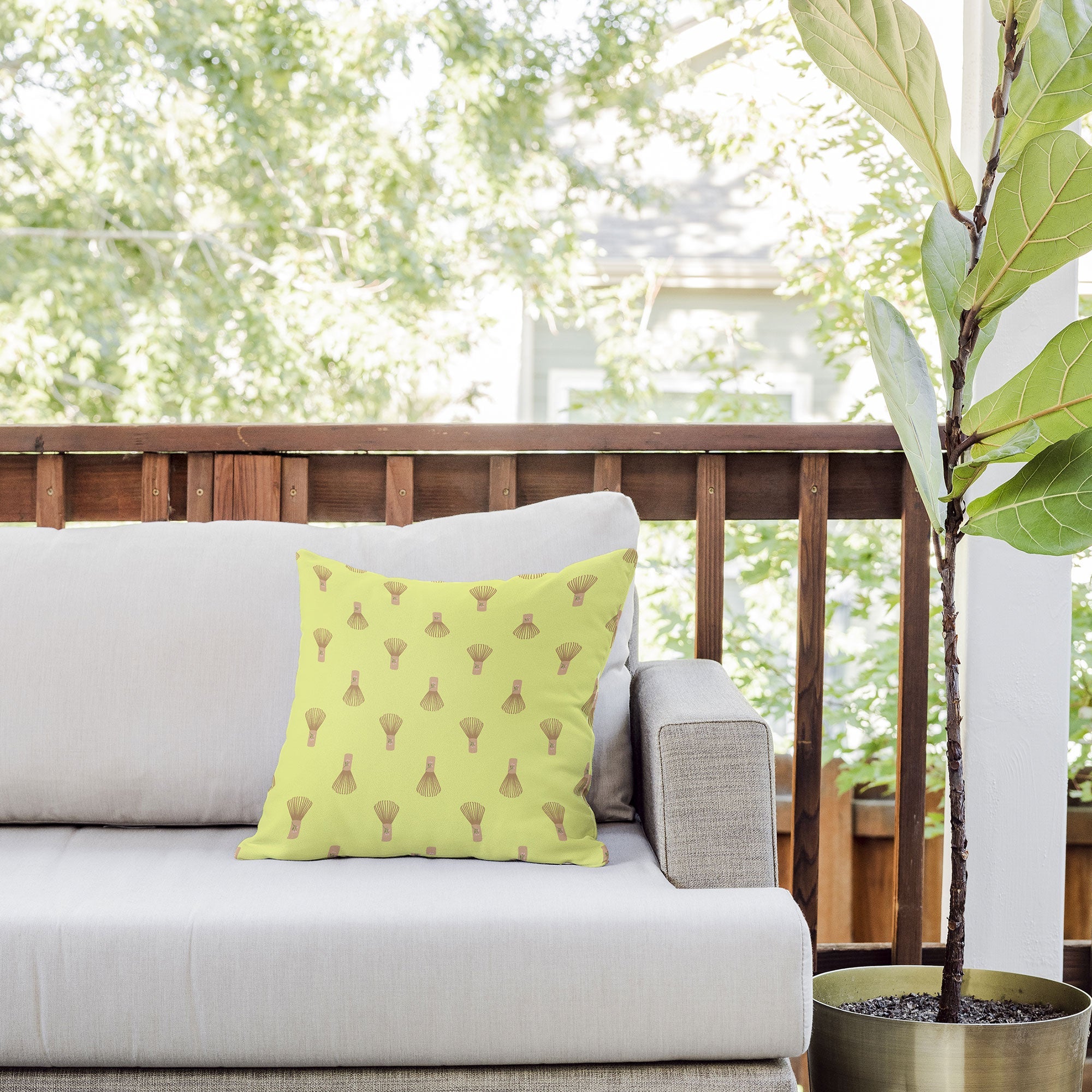 Design by Spark Matcha Whisk Outdoor Throw Pillow