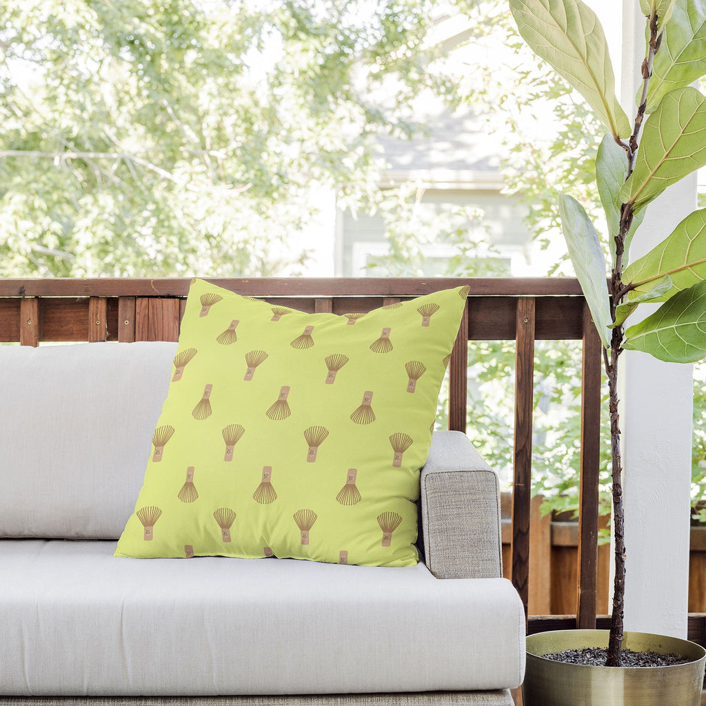 Design by Spark Matcha Whisk Outdoor Throw Pillow