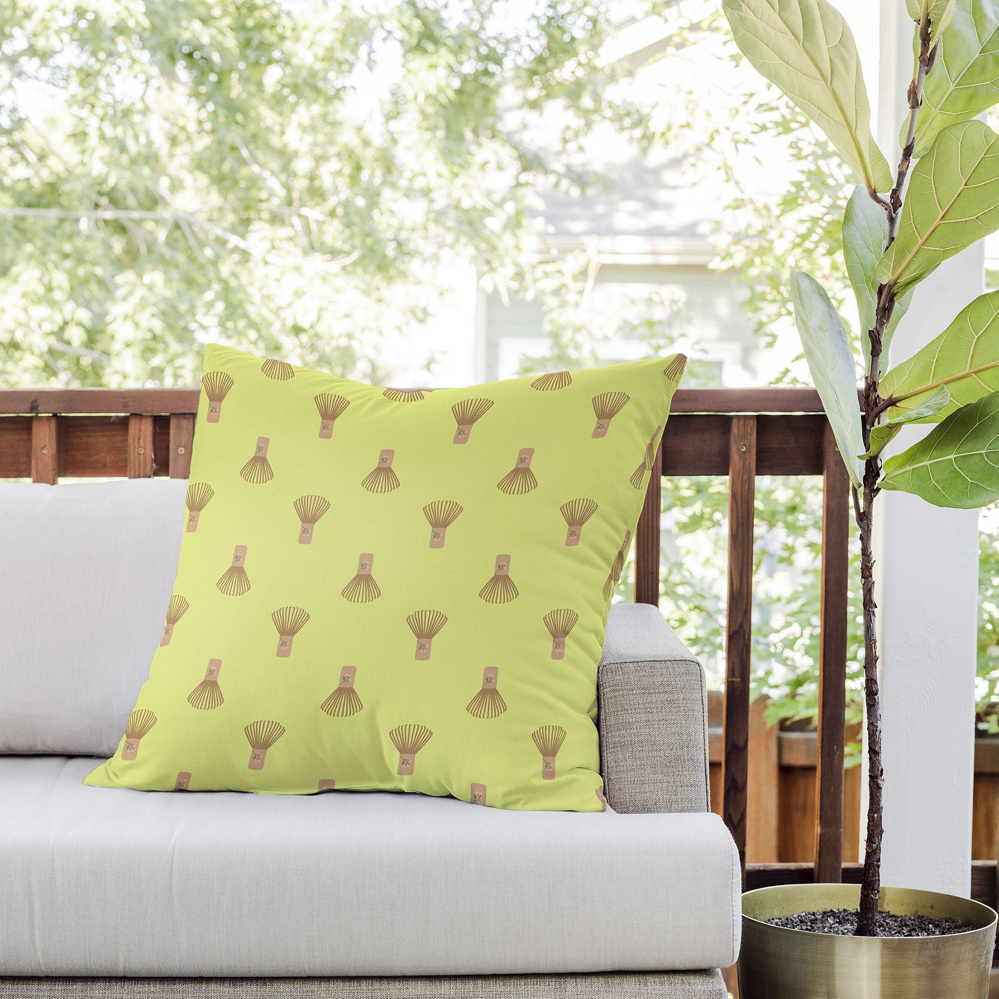 Design by Spark Matcha Whisk Outdoor Throw Pillow