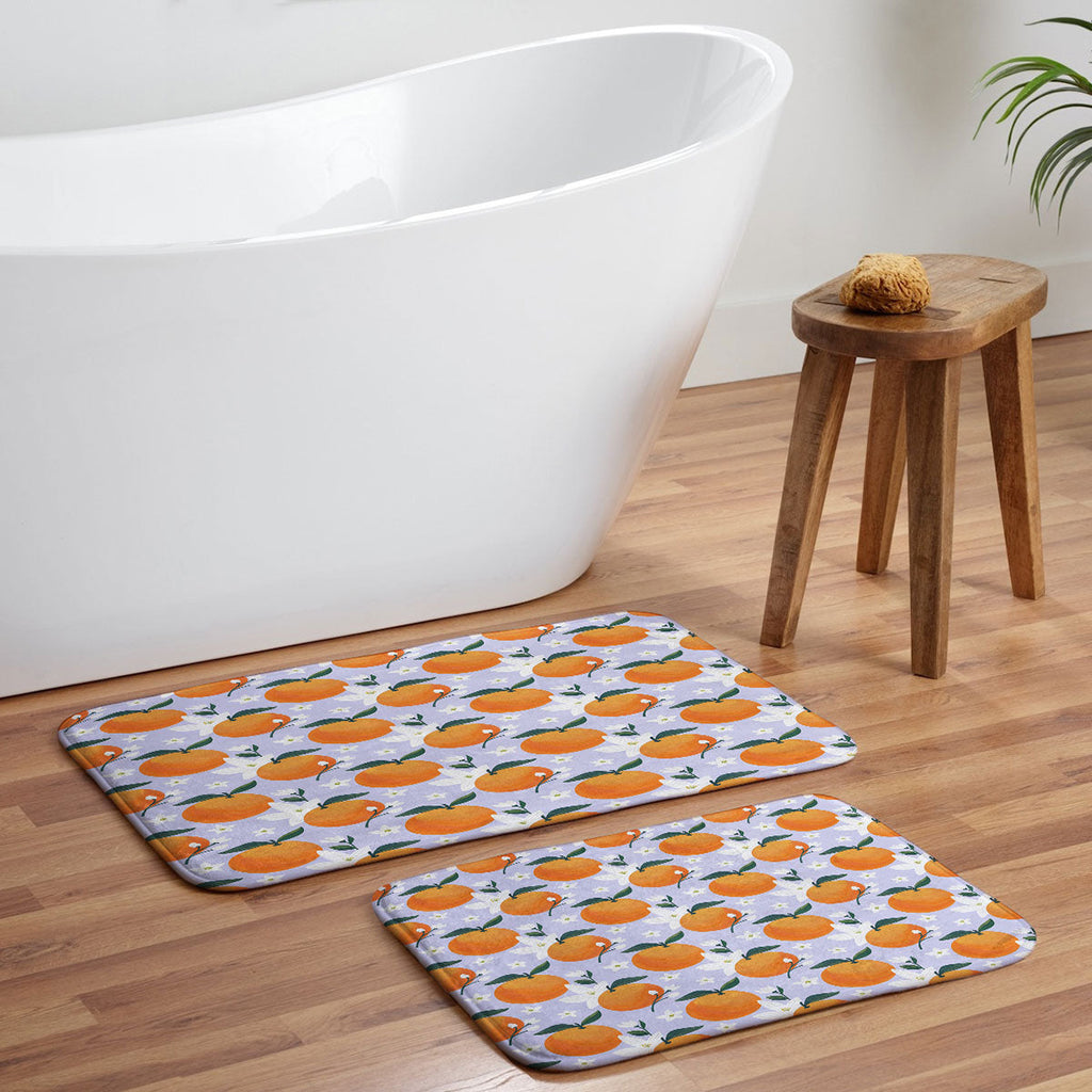 Design by Spark Orange Florals Memory Foam Bath Mat