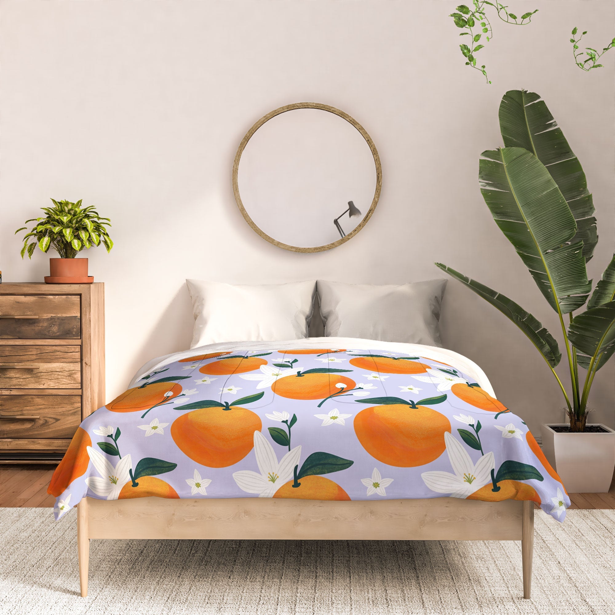 Design by Spark Orange Florals Comforter