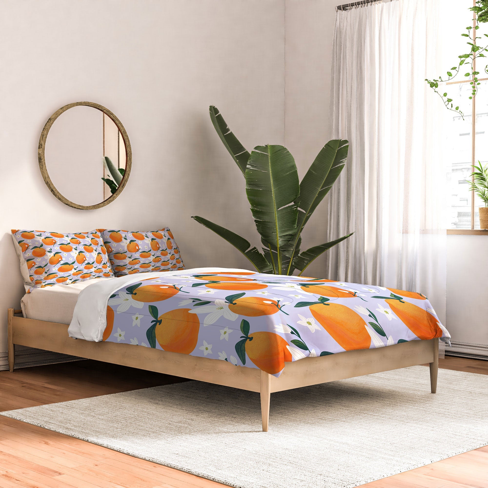 Design by Spark Orange Florals Comforter