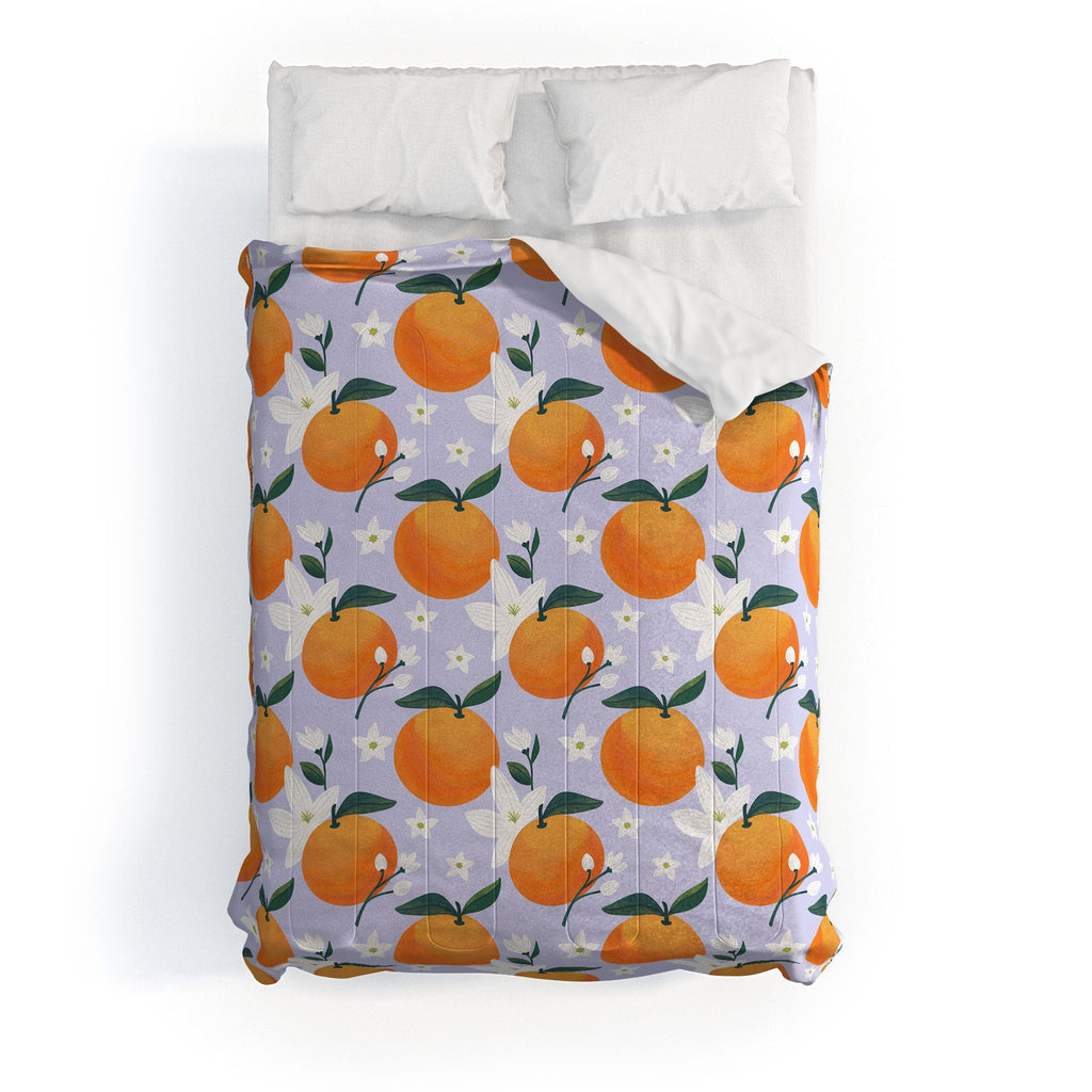 Design by Spark Orange Florals Comforter