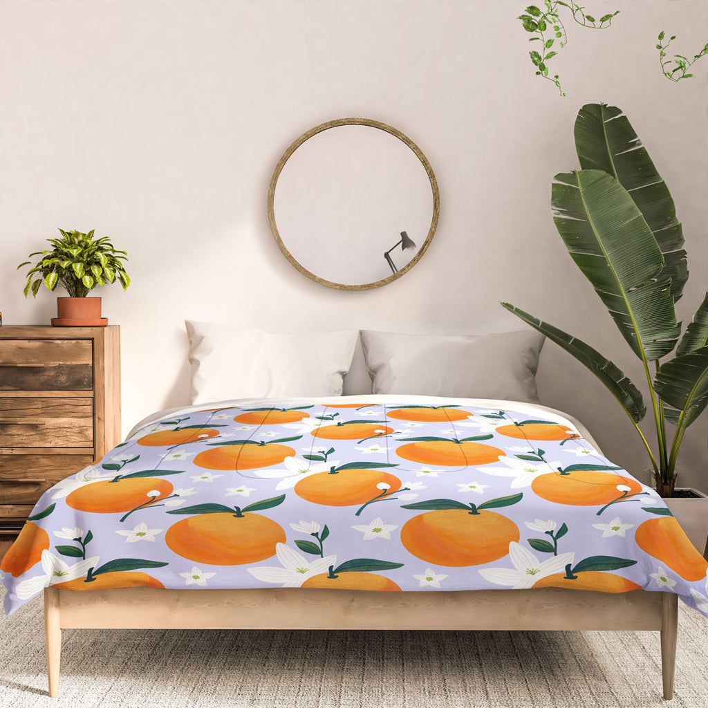Design by Spark Orange Florals Comforter