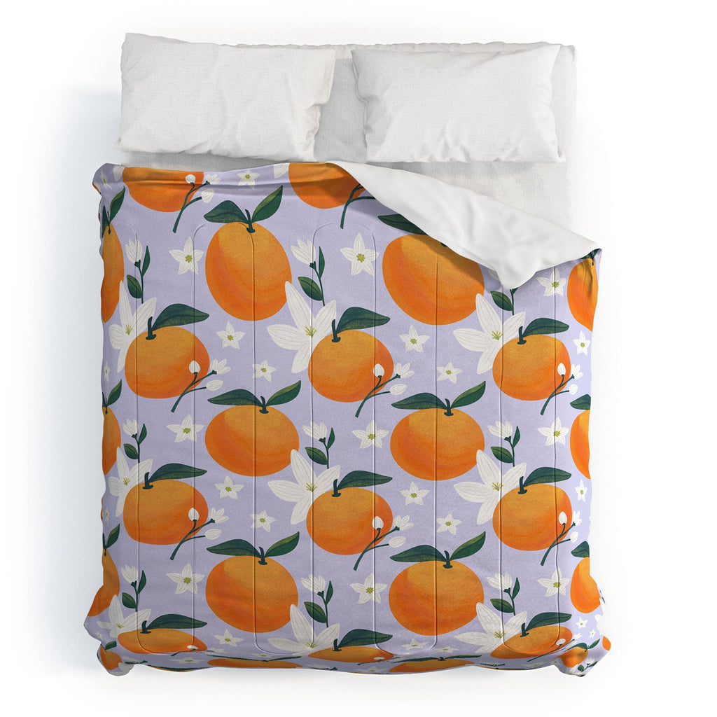 Design by Spark Orange Florals Comforter