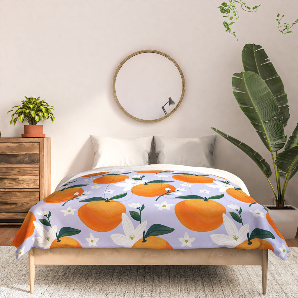 Design by Spark Orange Florals Comforter