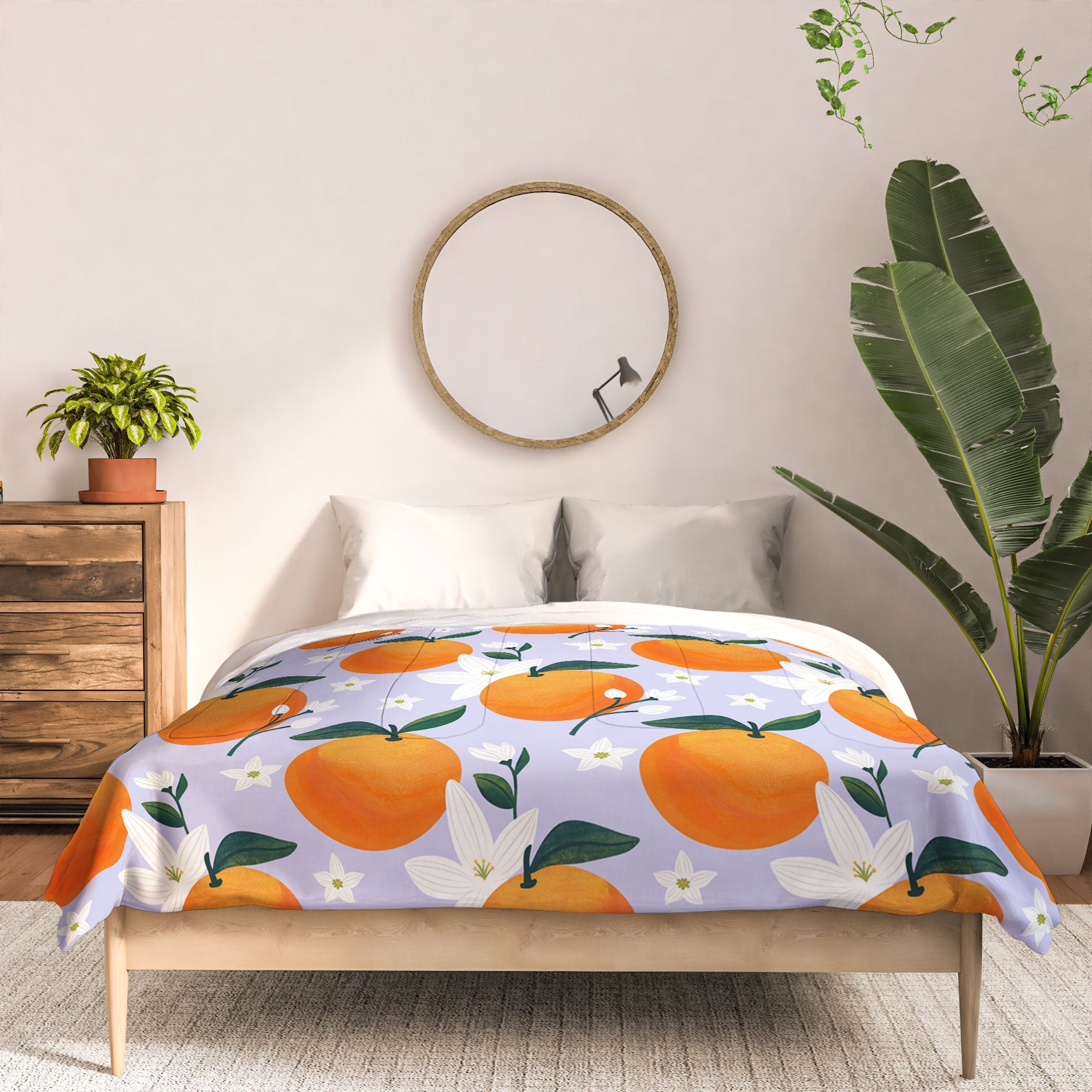 Design by Spark Orange Florals Comforter