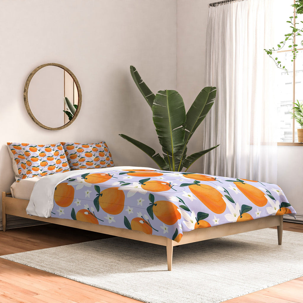 Design by Spark Orange Florals Comforter