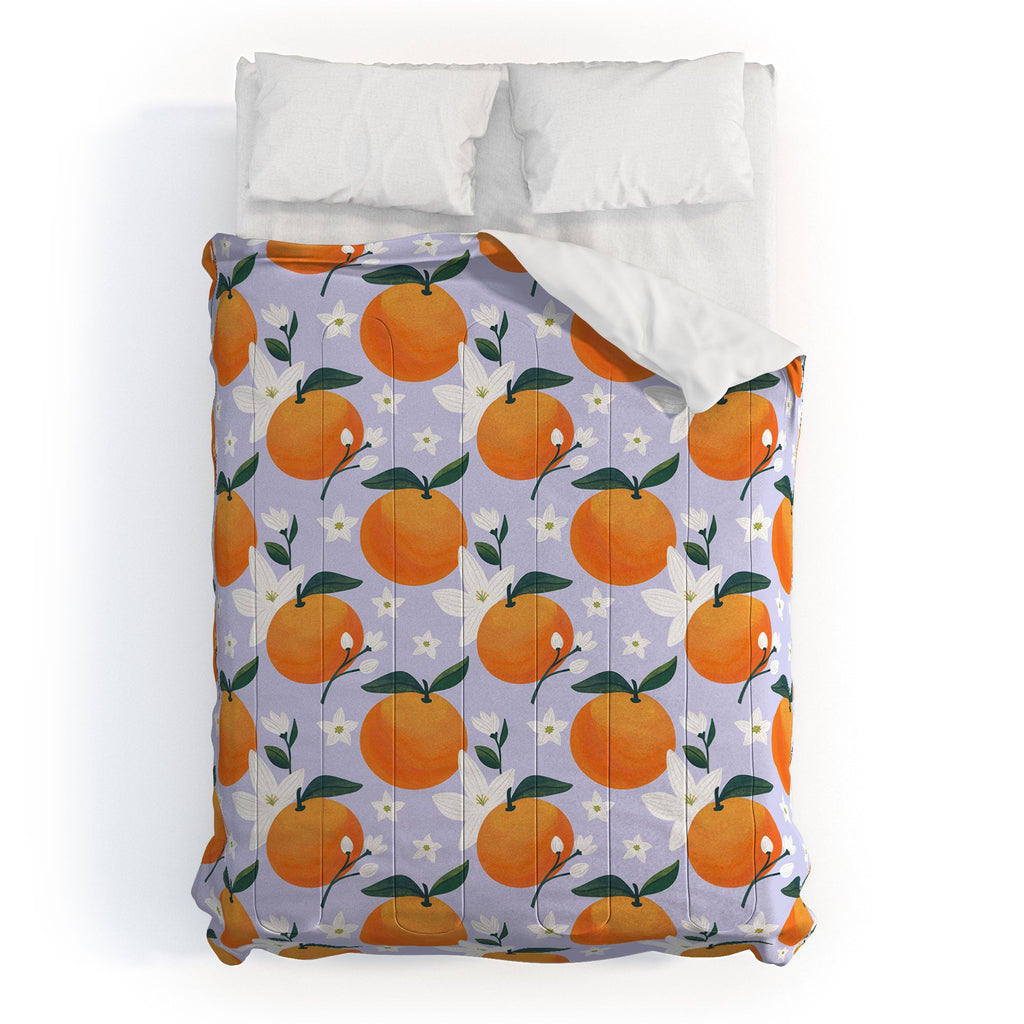 Design by Spark Orange Florals Comforter