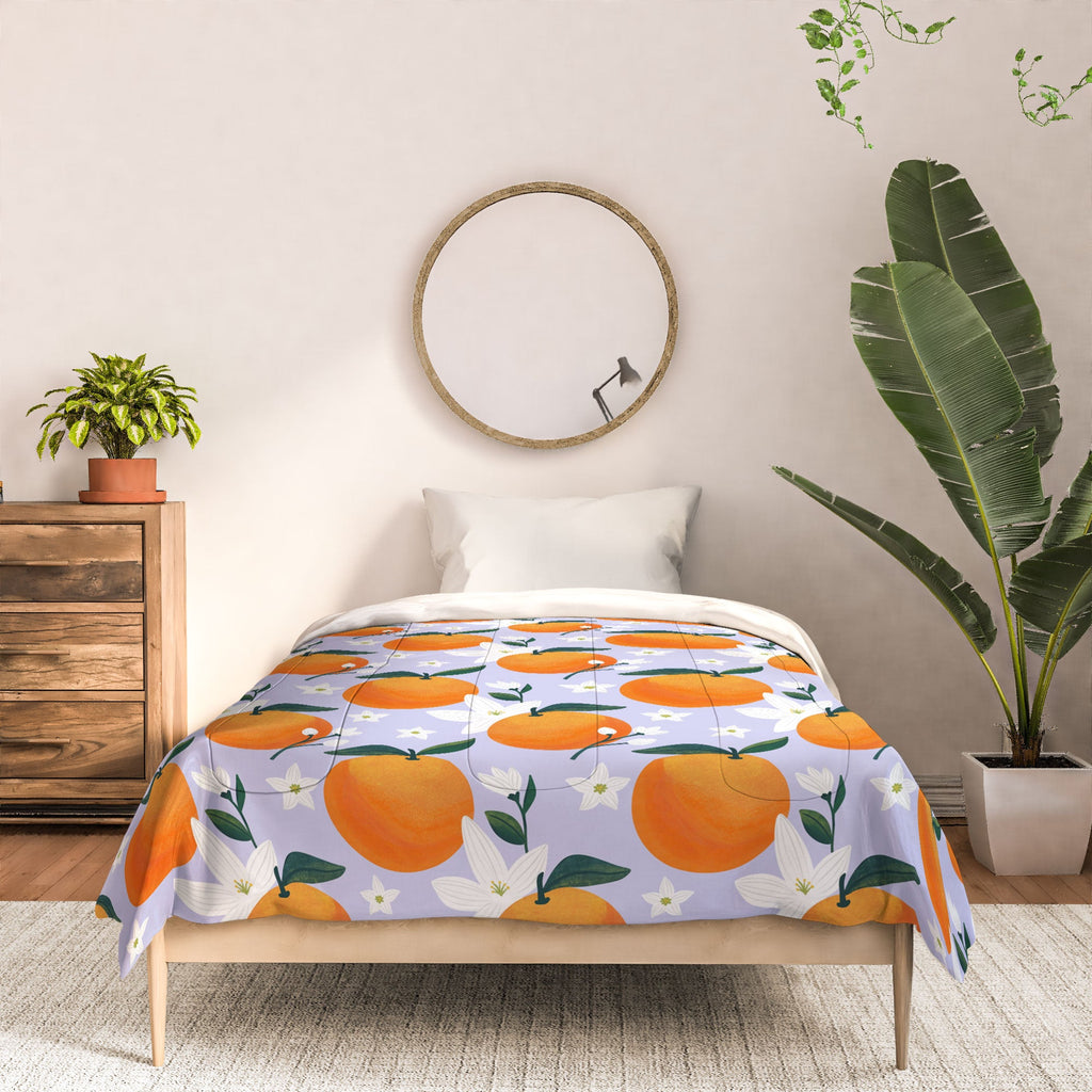 Design by Spark Orange Florals Comforter