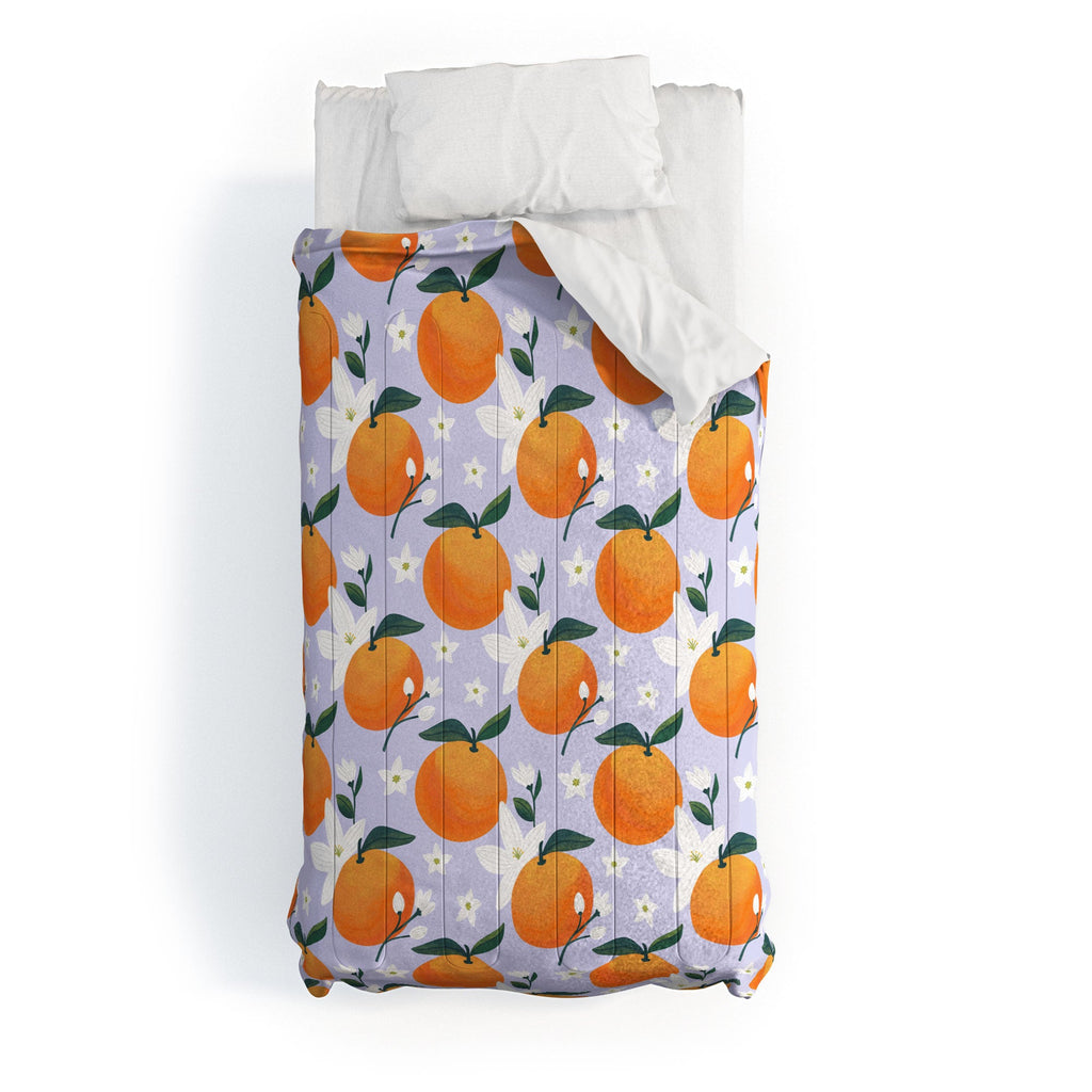 Design by Spark Orange Florals Comforter