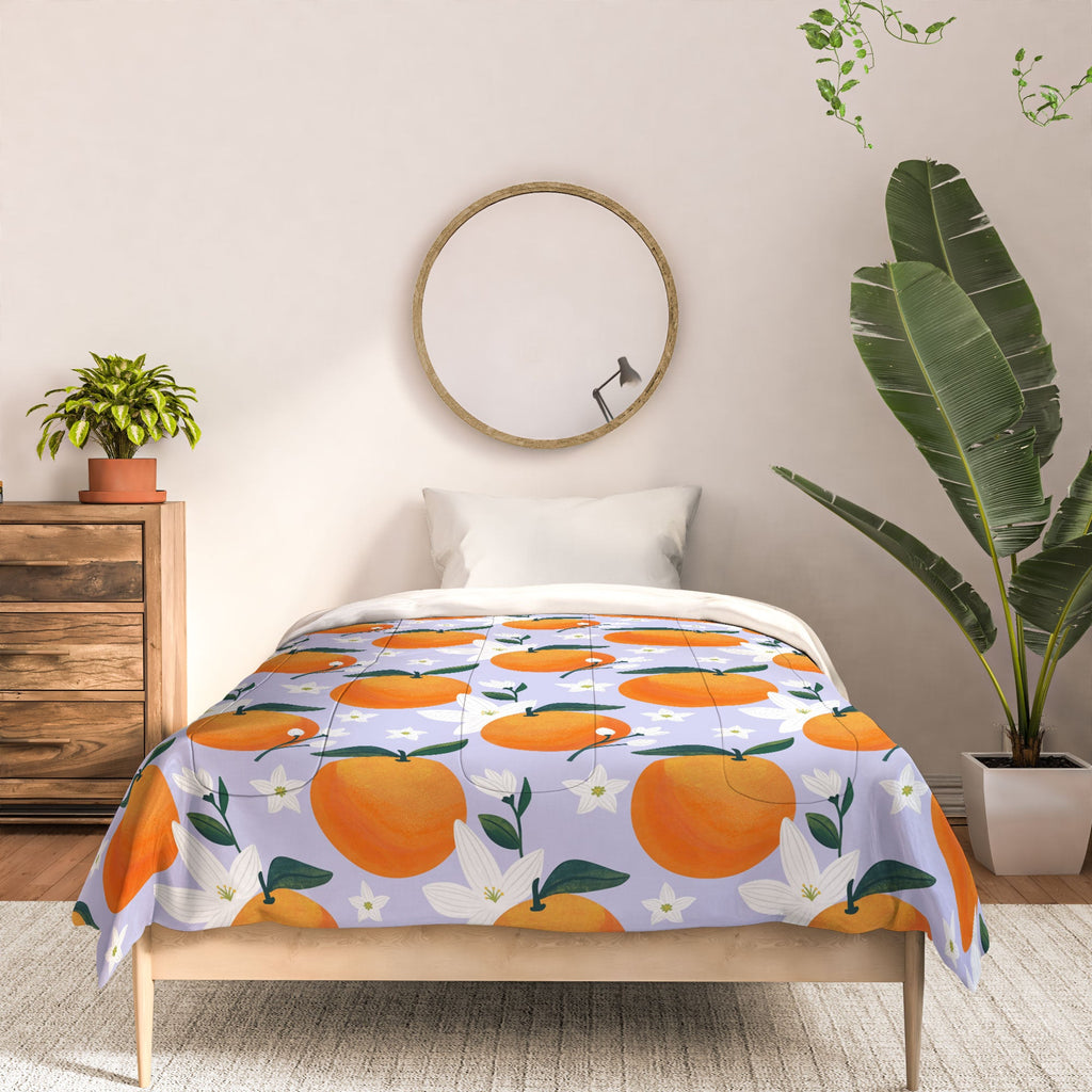 Design by Spark Orange Florals Comforter