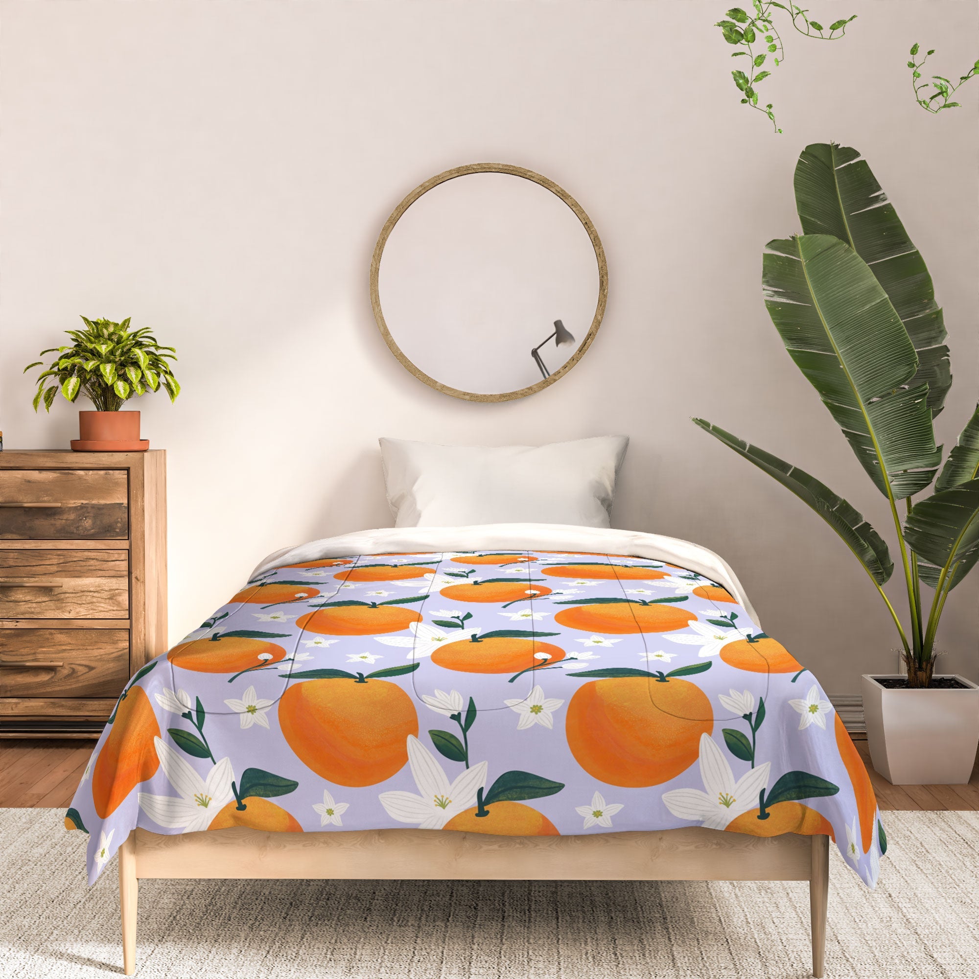 Design by Spark Orange Florals Comforter