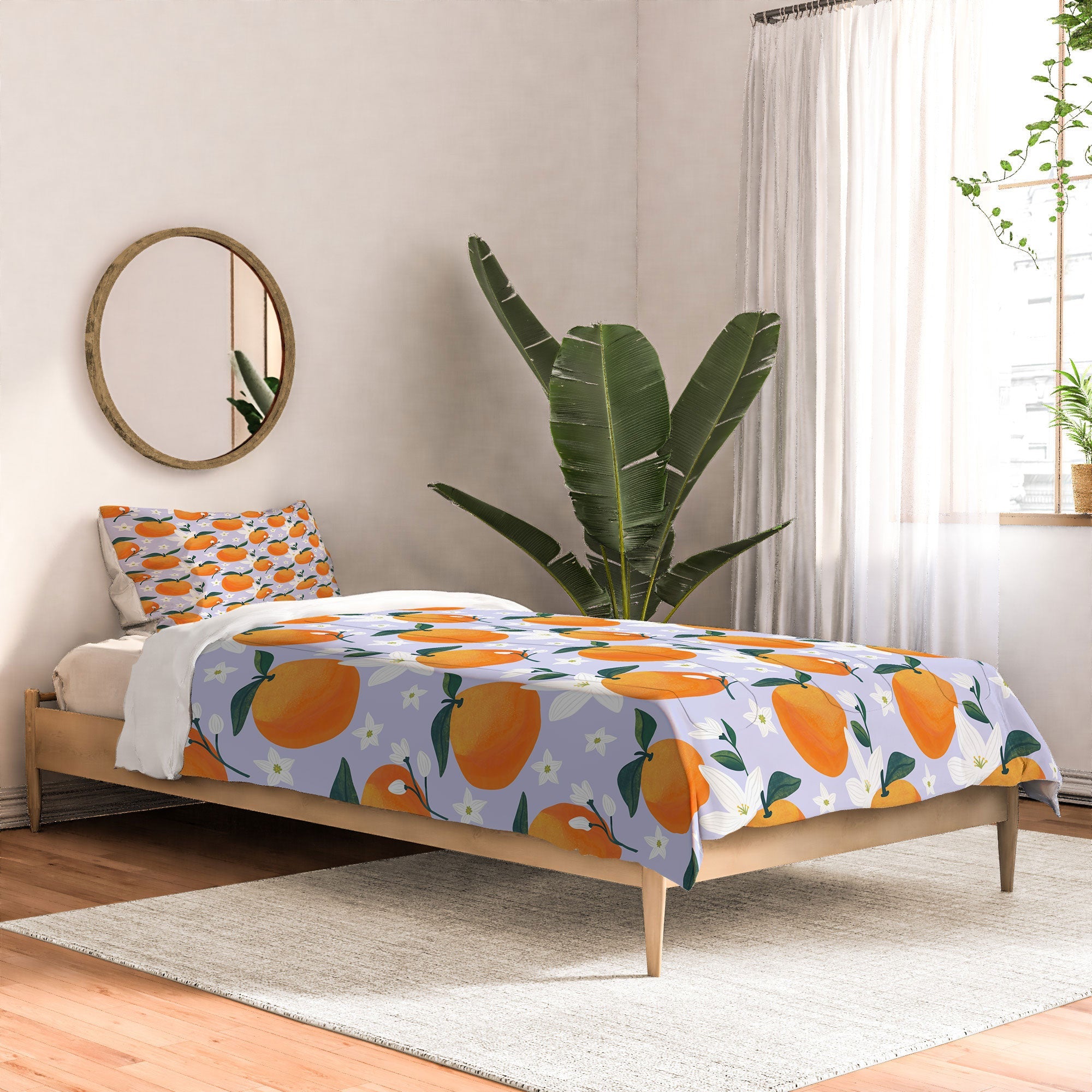 Design by Spark Orange Florals Comforter